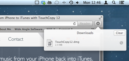 Launch the TouchCopy installer from your browser