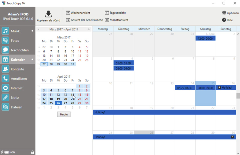 Kalender auf Ihr neues iPhone kopieren