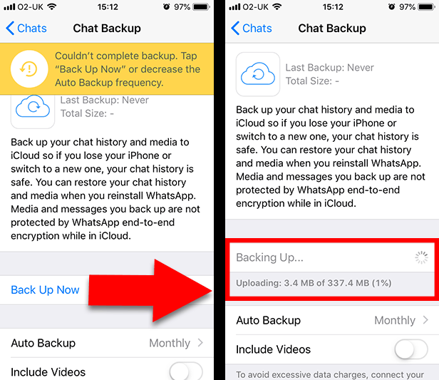 Sichern Sie WhatsApp-Chats vom iPhone auf iCloud