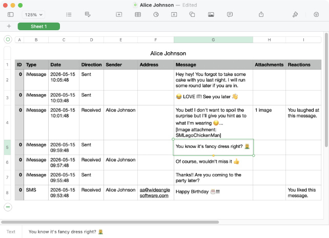 Mac Messages mit Messages Export Pro als CSV-Datei speichern