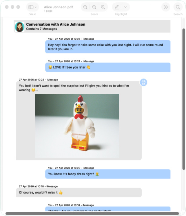 iMessages mit Messages Export Pro vom Mac als PDF exportieren