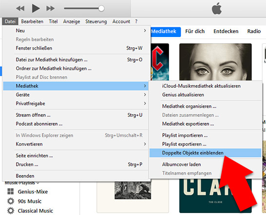 Doppelte Musik finden mit iTunes