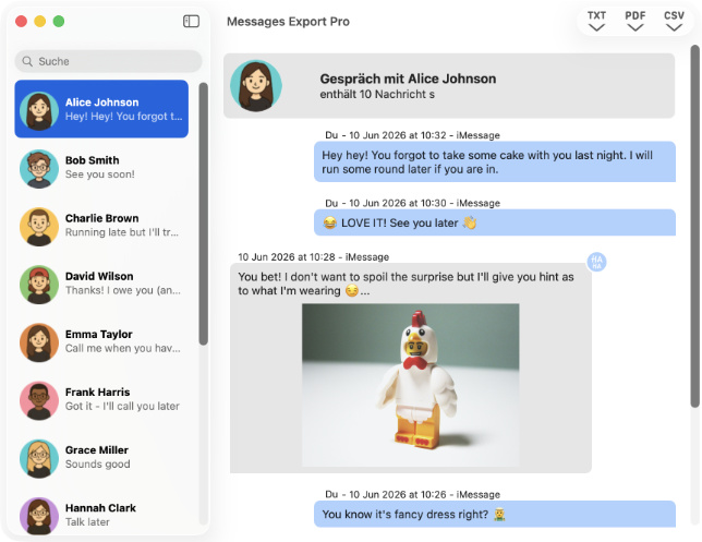 Nachrichten mit der Messages Export Pro App vom Mac speichern