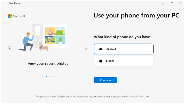 Richten Sie die Microsoft Your Phone-App ein