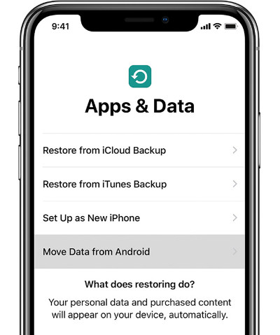 Verschieben Sie während der Einrichtung Daten von Android auf das iPhone
