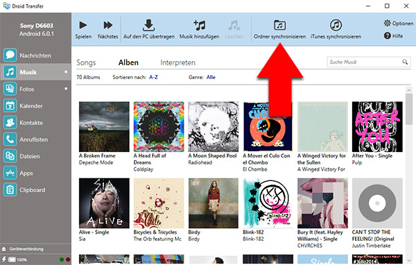 Musikordner mit Android synchronisieren