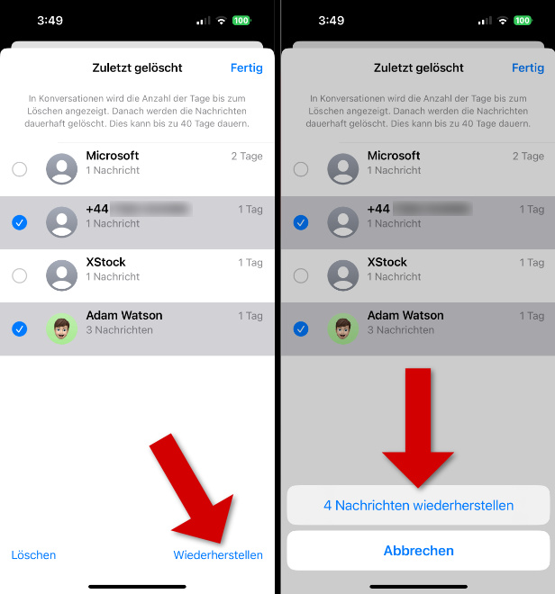 Kürzlich gelöschte Nachrichten auf dem iPhone wiederherstellen