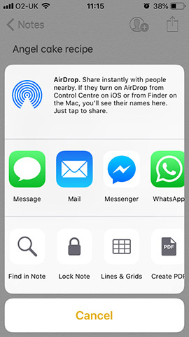 iPhone-Notizen teilen