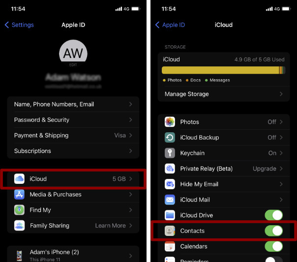 Kontakte vom iPhone mit iCloud synchronisieren