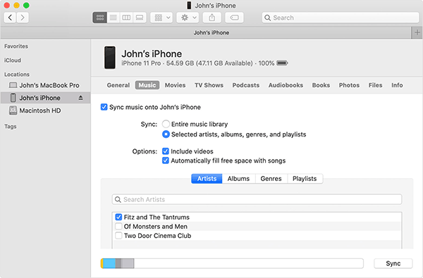 Synchronisieren Sie Musik mit dem iPhone mit macOS Catalina