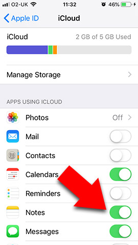 how to Sync iPhone notes with iCloud
