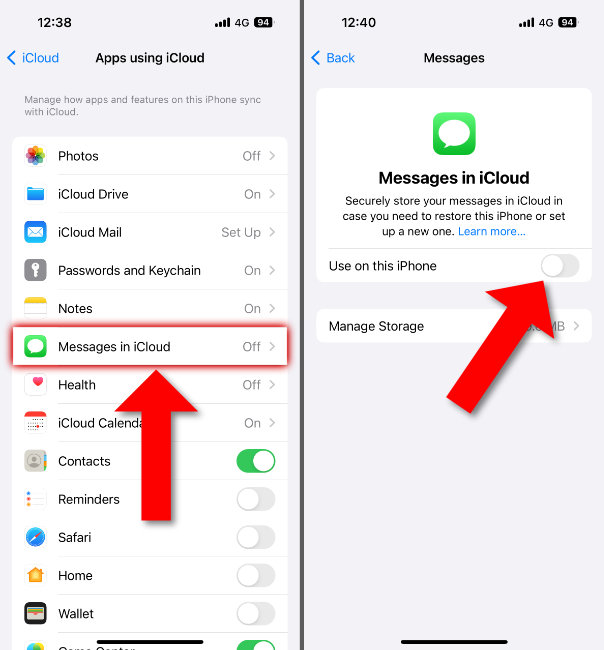 Synchronisieren von iPhone-Nachrichten mit iCloud