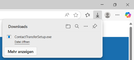 Bitte starten Sie das Contact Transfer-Installationsprogramm aus Ihrem Browser.