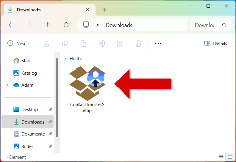 Contact Transfer-Installationsprogramm auf den PC herunterladen