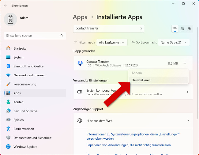 Deinstallation eines Programms Windows 10 / 11