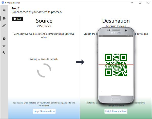 Contact Transfer: Android-Gerät per WLAN verbinden