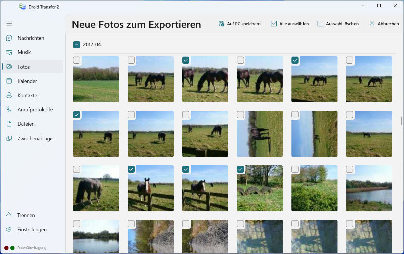 Wie man aktuelle Fotos vom Android auf den PC exportiert