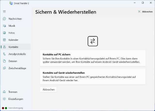 Kontakte sichern und wiederherstellen Android