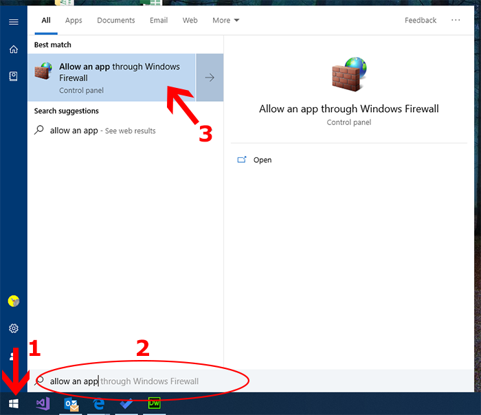 Zugriff auf die Windows-Firewall-Einstellungen