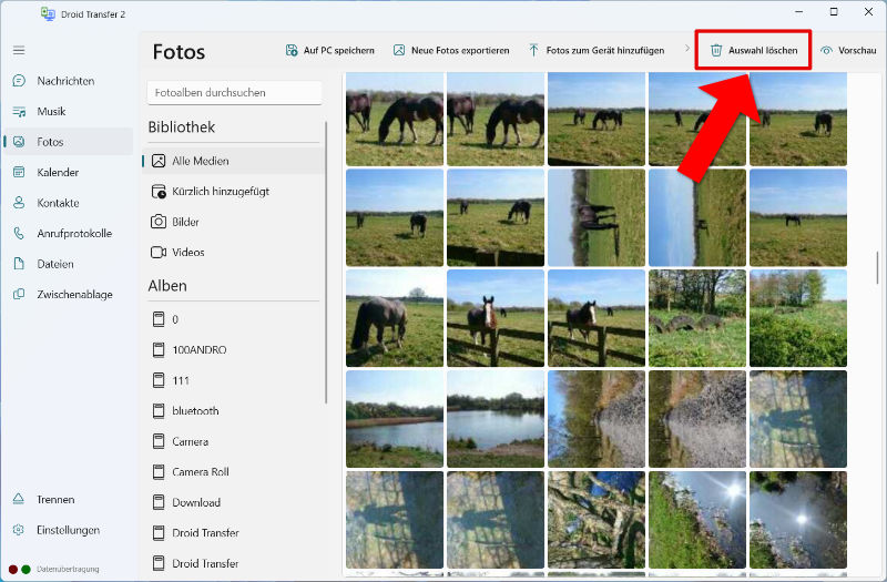 Fotos vom Android-Gerät löscht