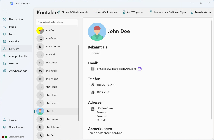Droid Transfer Contacts