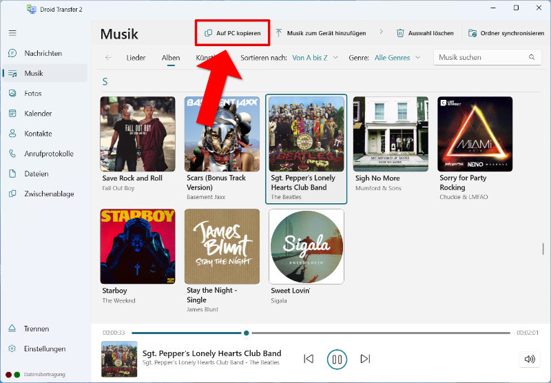 Übertragen Sie Musik von Android auf den PC