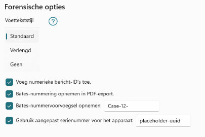 Screenshot der forensischen Einstellungen in Droid Transfer als Referenz für den weiteren Leitfaden