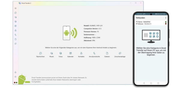 Verbinde Android mit dem PC