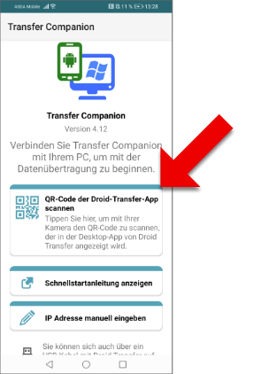 Verbinden Sie Transfer Companion mit WiFi