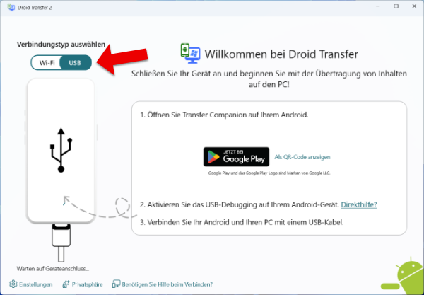 Droid Transfer Select USB
