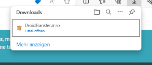 Starten Sie das Installationsprogramm von Droid Transfer über Ihren Browser