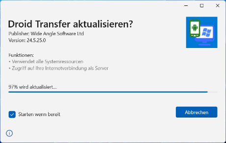 Installation von Droid Transfer unter Windows