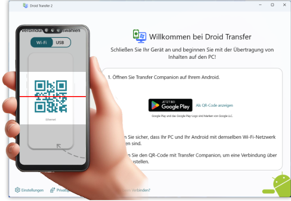 Android über WLAN mit dem PC verbinden