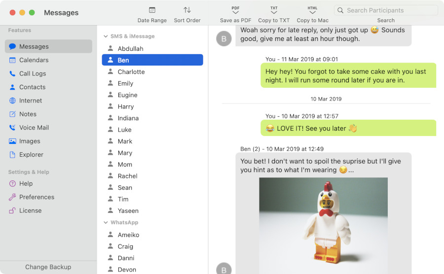 Anzeigen von iPhone-Textnachrichten auf einem Mac ohne Telefon