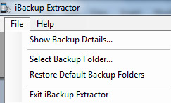 iBackup Extractor Optionen