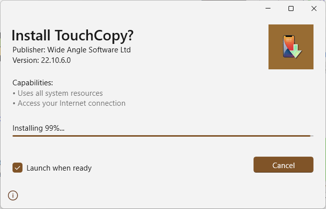 Installation von TouchCopy unter Windows