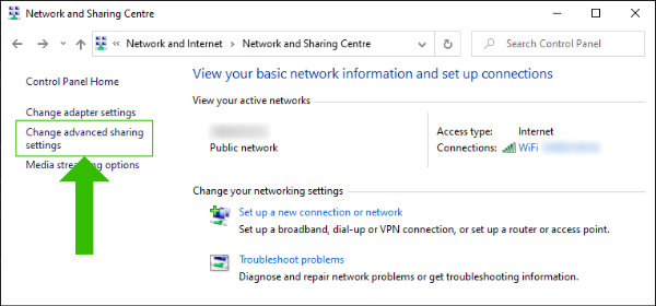 Change advanced sharing settings on Windows PC