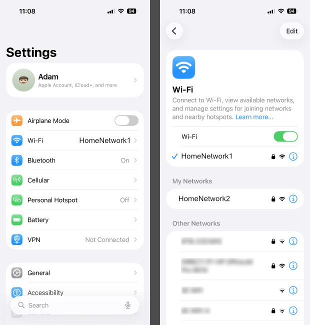 WLAN-Netzwerk auf dem iPhone ändern