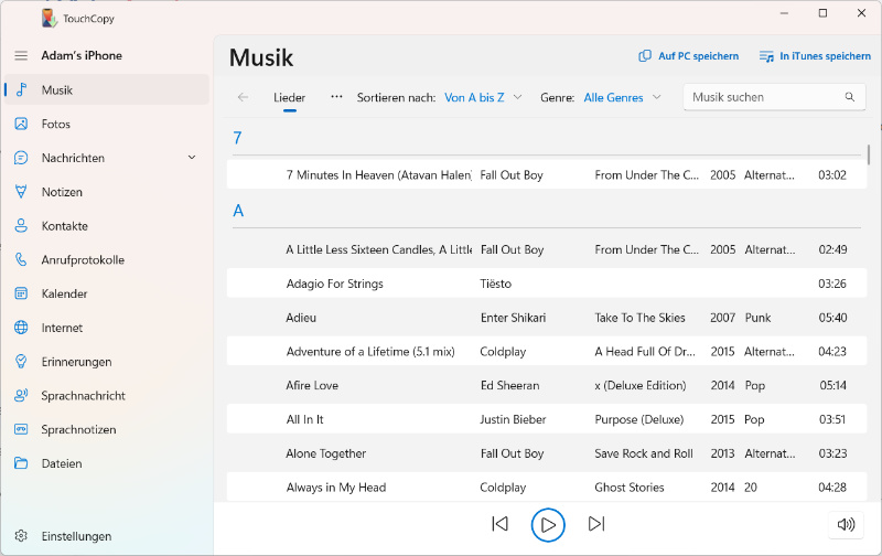 Musik vom iPhone auf den Computer kopieren