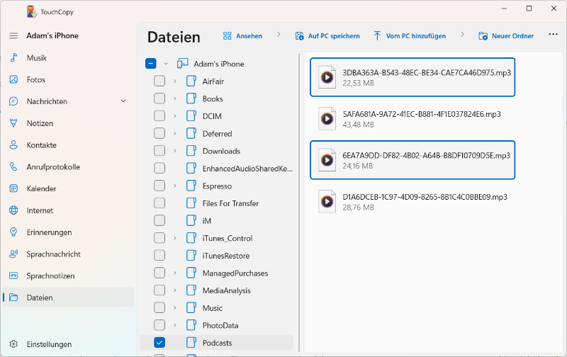iPhone-Podcasts auf Computer kopieren