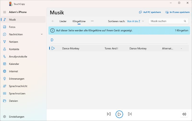 iPhone-Klingeltöne auf Computer kopieren