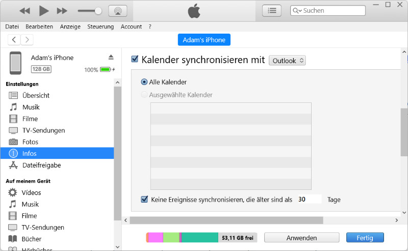 Kalender auf ein neues iPhone importieren