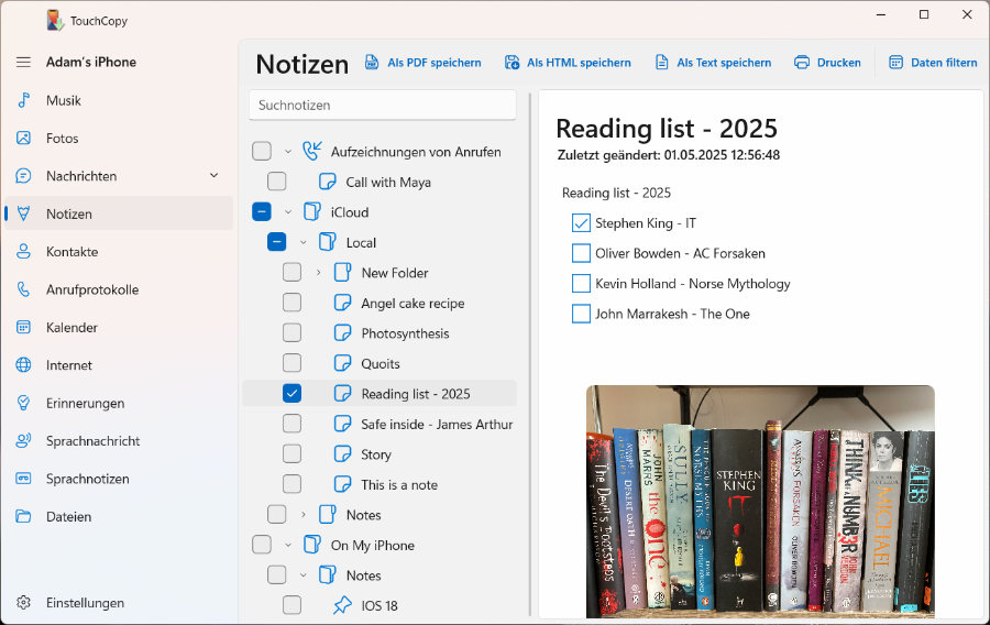 iPhone-Notizen sichern