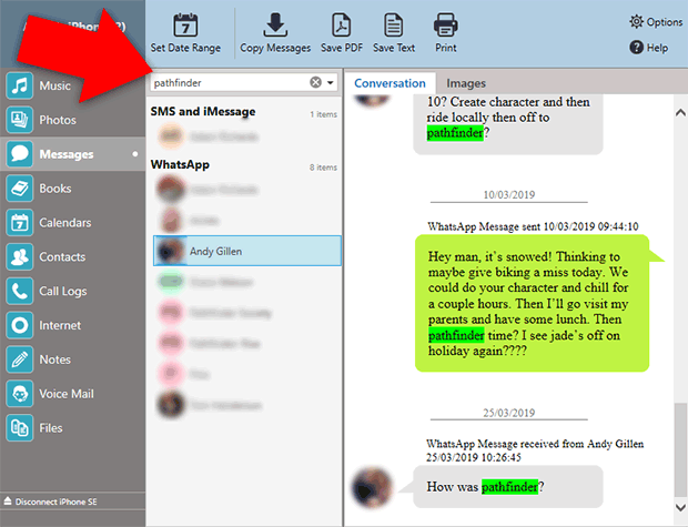 How to Search iPhone Messages on computer