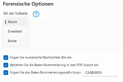 Screenshot der forensischen Einstellungen in TouchCopy als Referenz für den weiteren Leitfaden