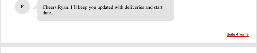 Screenshot mit einem Beispiel für eingefügte PDF-Seitenzahlen