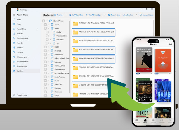 Bücher vom iPhone mit TouchCopy auf den Computer kopieren
