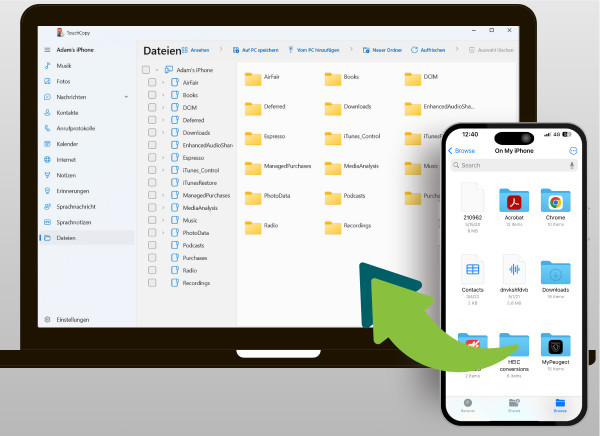 Dateien vom iPhone mit TouchCopy auf den Computer kopieren