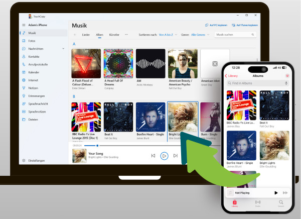 Musik vom iPhone mit TouchCopy auf den Computer kopieren