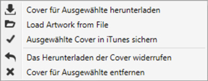 Das Weitere Aktionen-Menu von Tune Sweeper